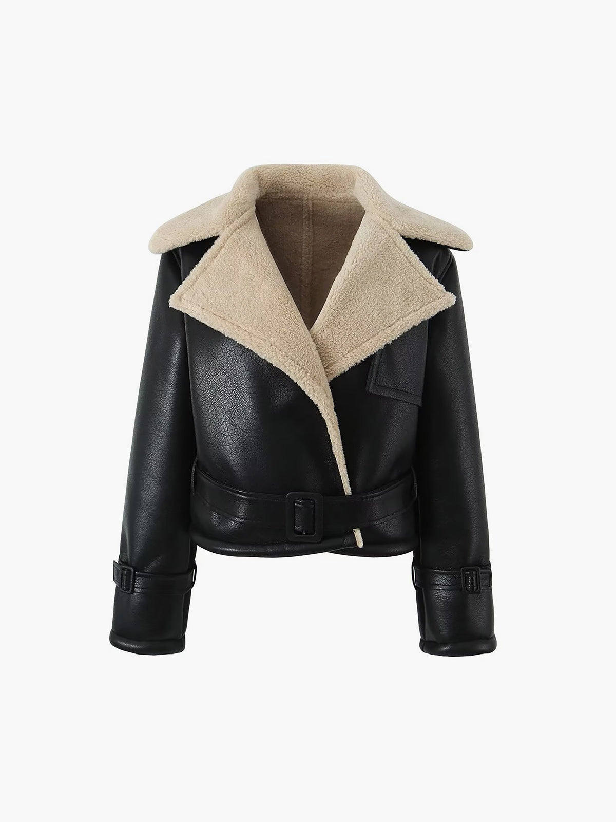 Too Blessed Sherpa Lined Shearling Leather Flight Jacket - Image 2