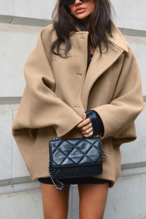 Solid Oversized Pocket Button Coat
