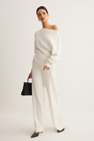 Wool-Blend Piping Pants