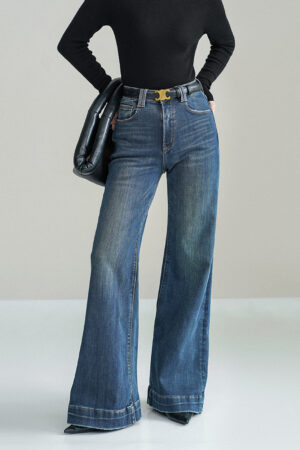 Mid-Waist Bootcut Denim Jeans Without Belt