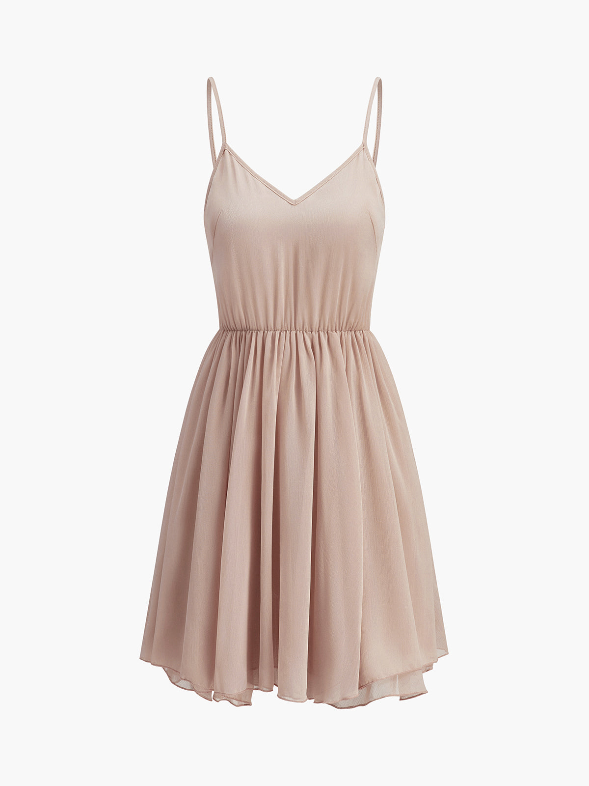 Semi-Sheer Chiffon Ruffle Dress With Outer Cape - Image 8