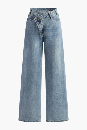 Asymmetric Waist Wide-Leg Jeans