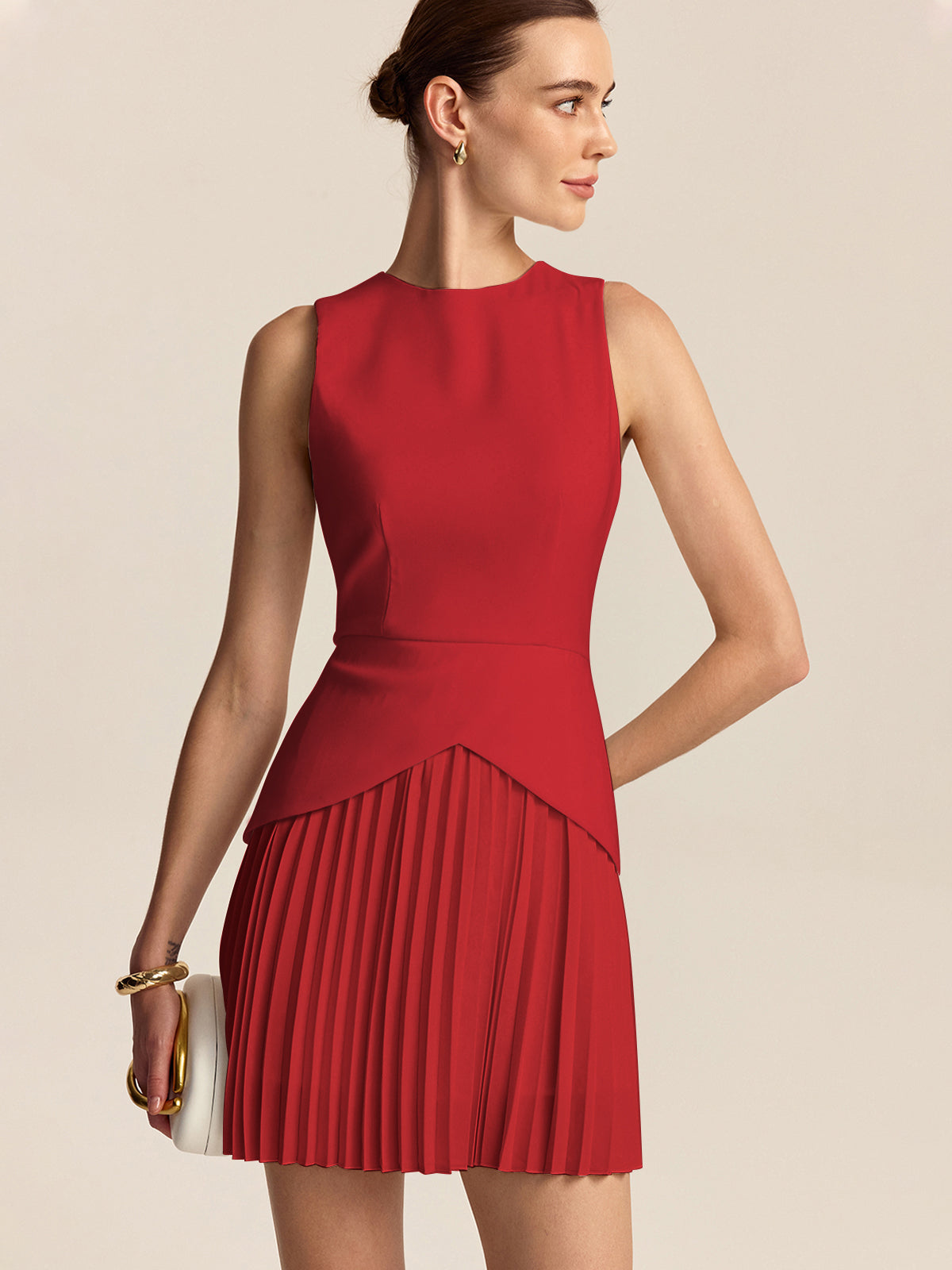 Pleated Hem Mini Dress - Image 8