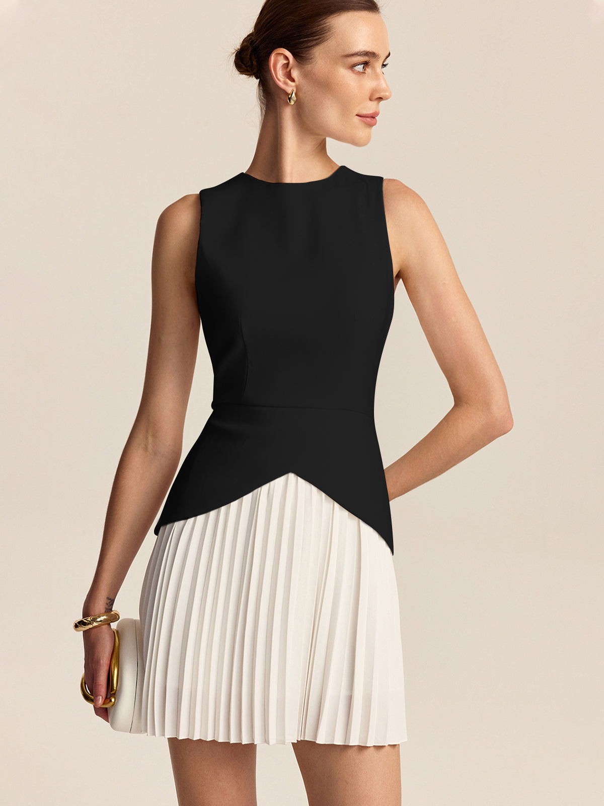 Pleated Hem Mini Dress - Image 9