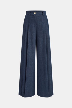Mid-Waisted Pleated Wide-Leg Pants