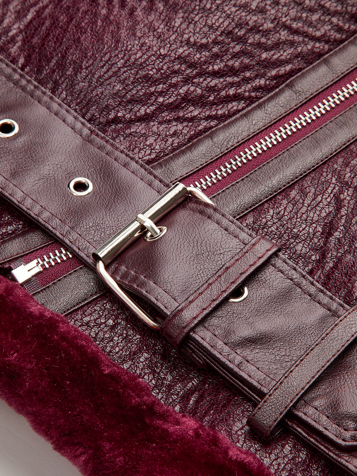 Zipper Belted Soft Fleece Jacket - Image 9