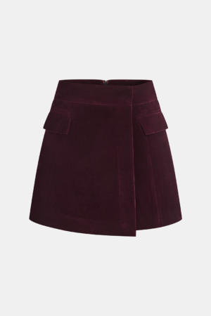 Corduroy Asymmetric Mini Skirt