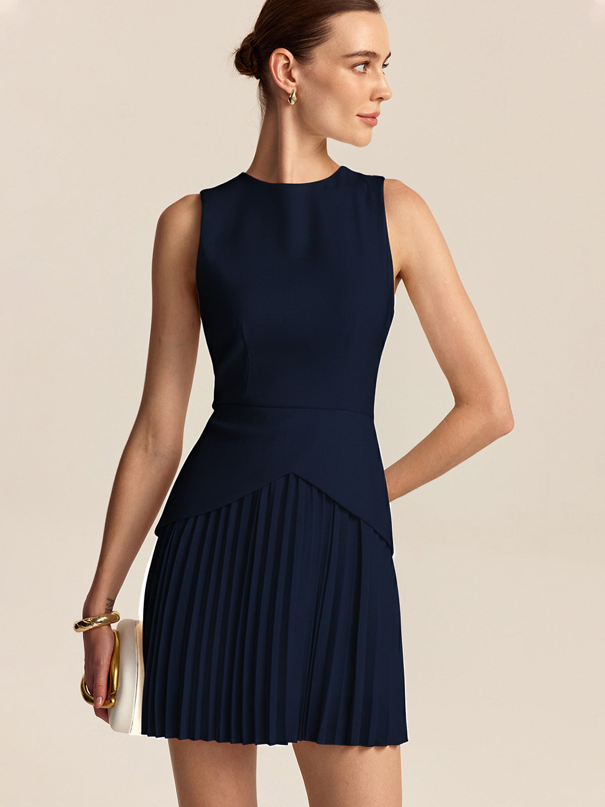 Pleated Hem Mini Dress - Image 11