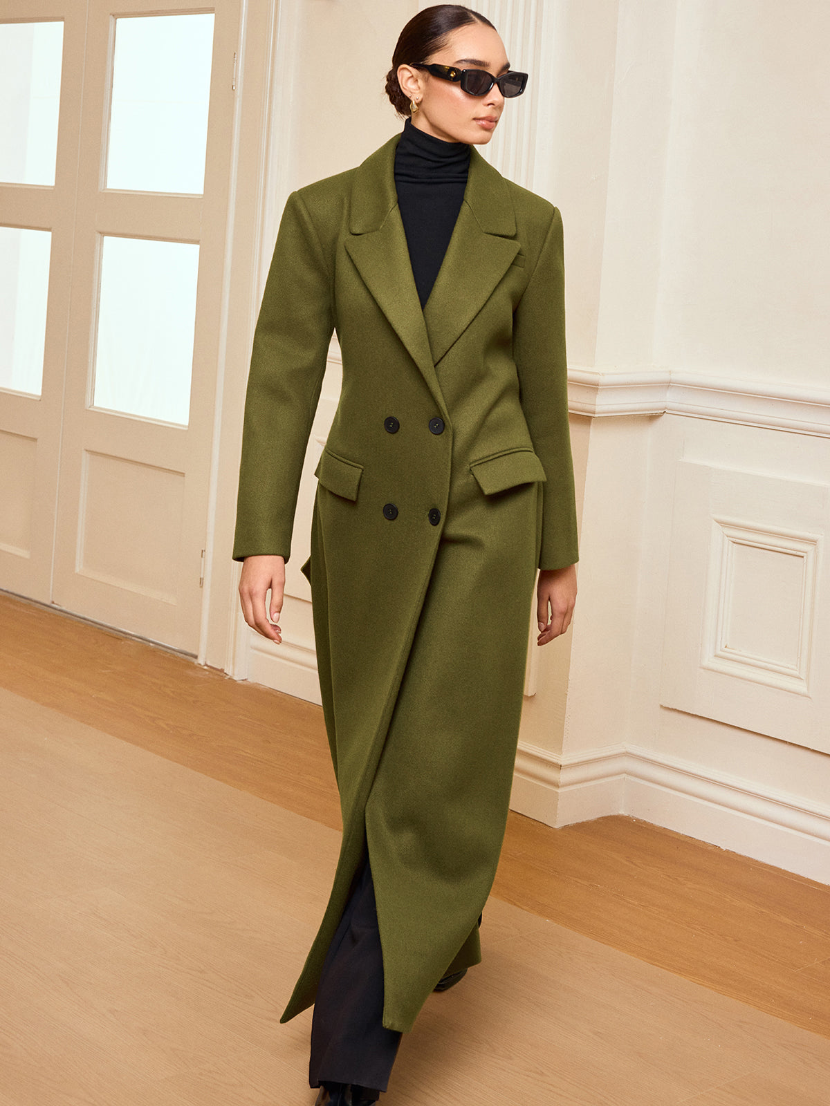 Double-Breasted Belted Long Coat - Image 4