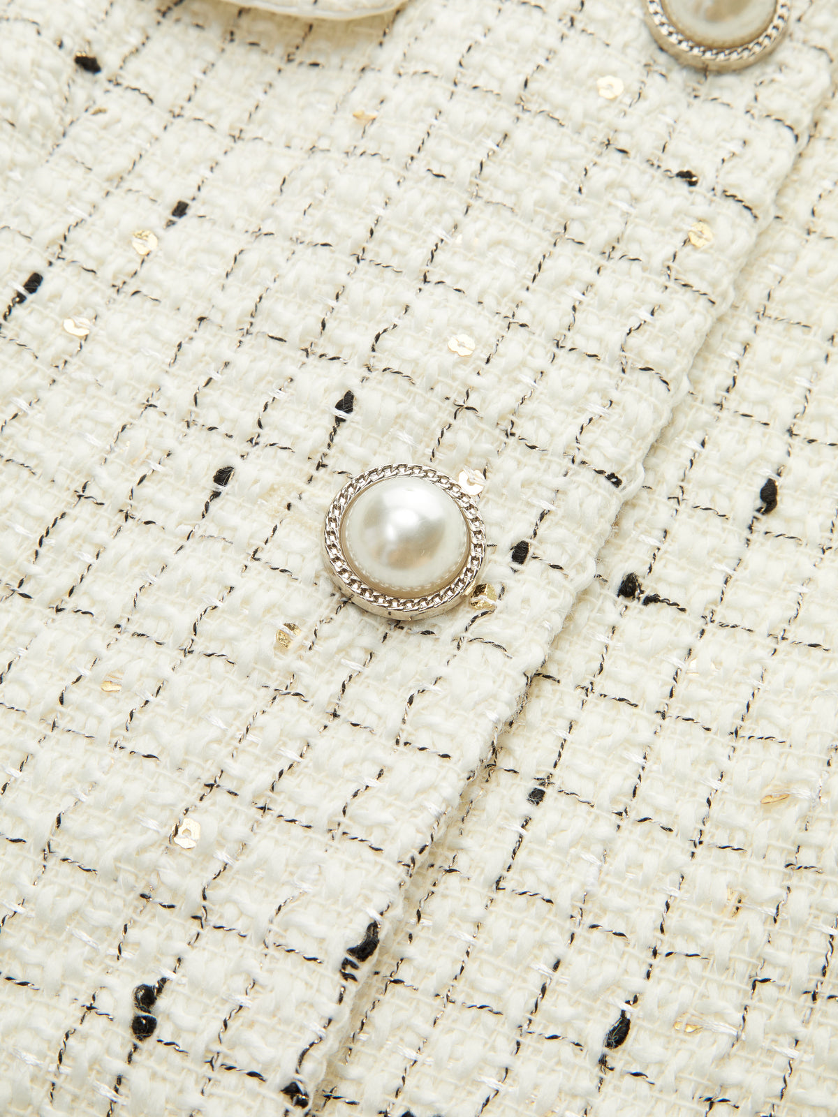 Contrast Cuff Pearl Button Tweed Jacket - Image 2