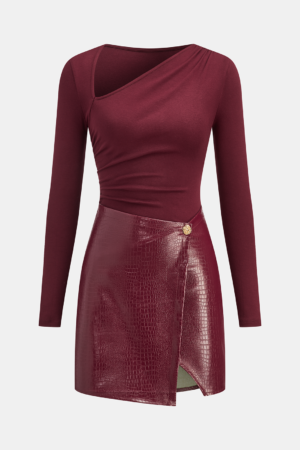 Faux Leather Paneled Knit Mini Dress