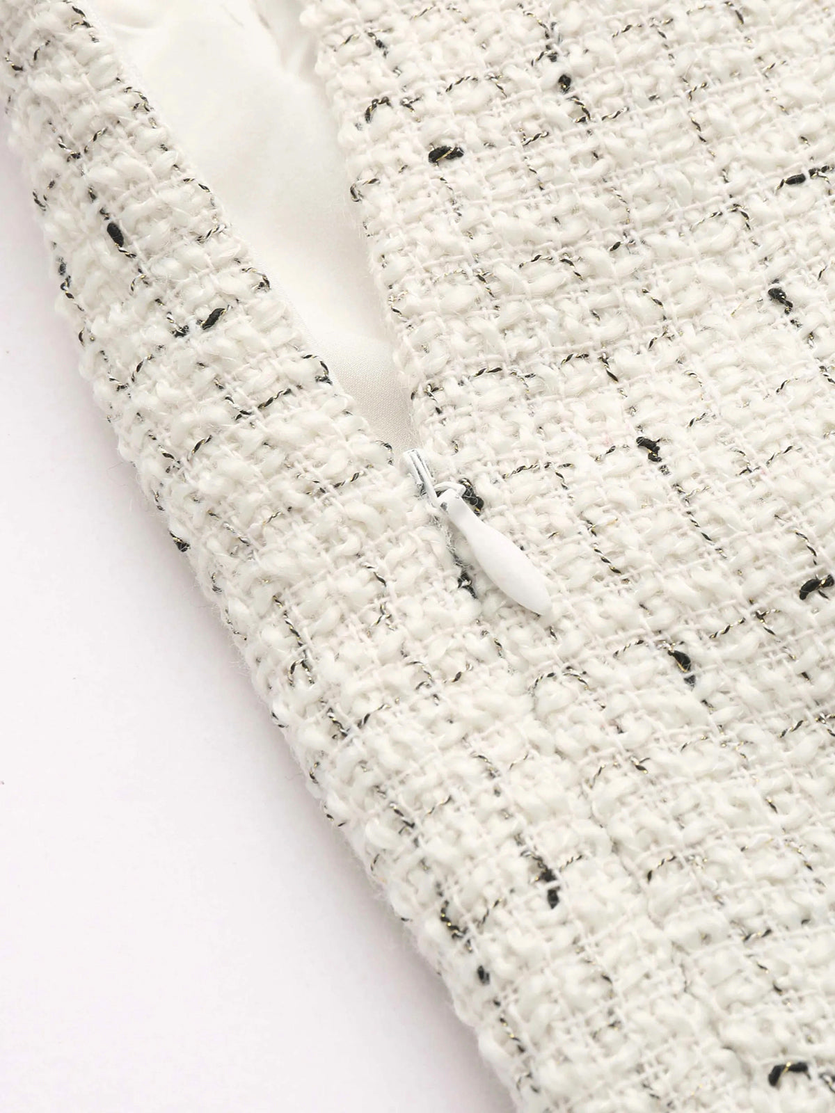 Contrast Waistband Tweed Wide-Leg Pants - Image 3