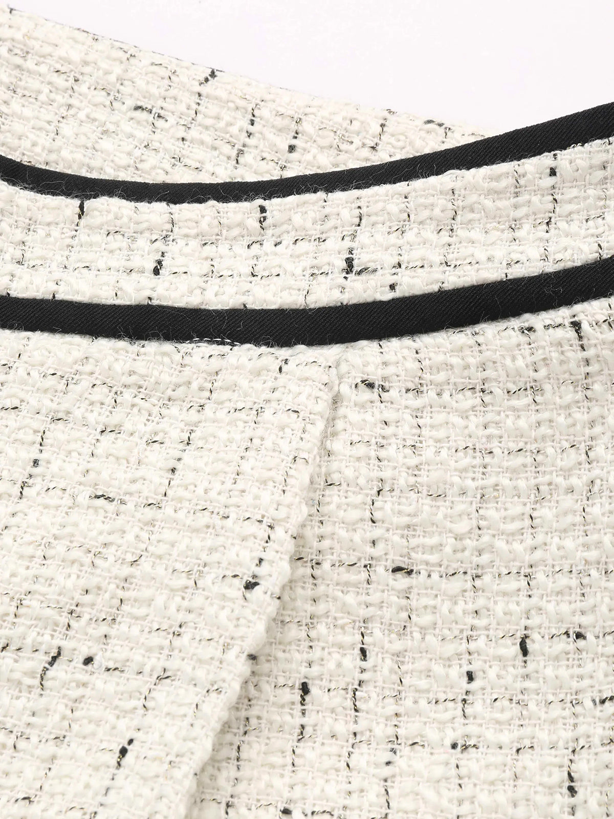 Contrast Waistband Tweed Wide-Leg Pants - Image 2