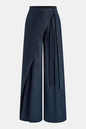 Asymmetric Wrap Wide-Leg Pants