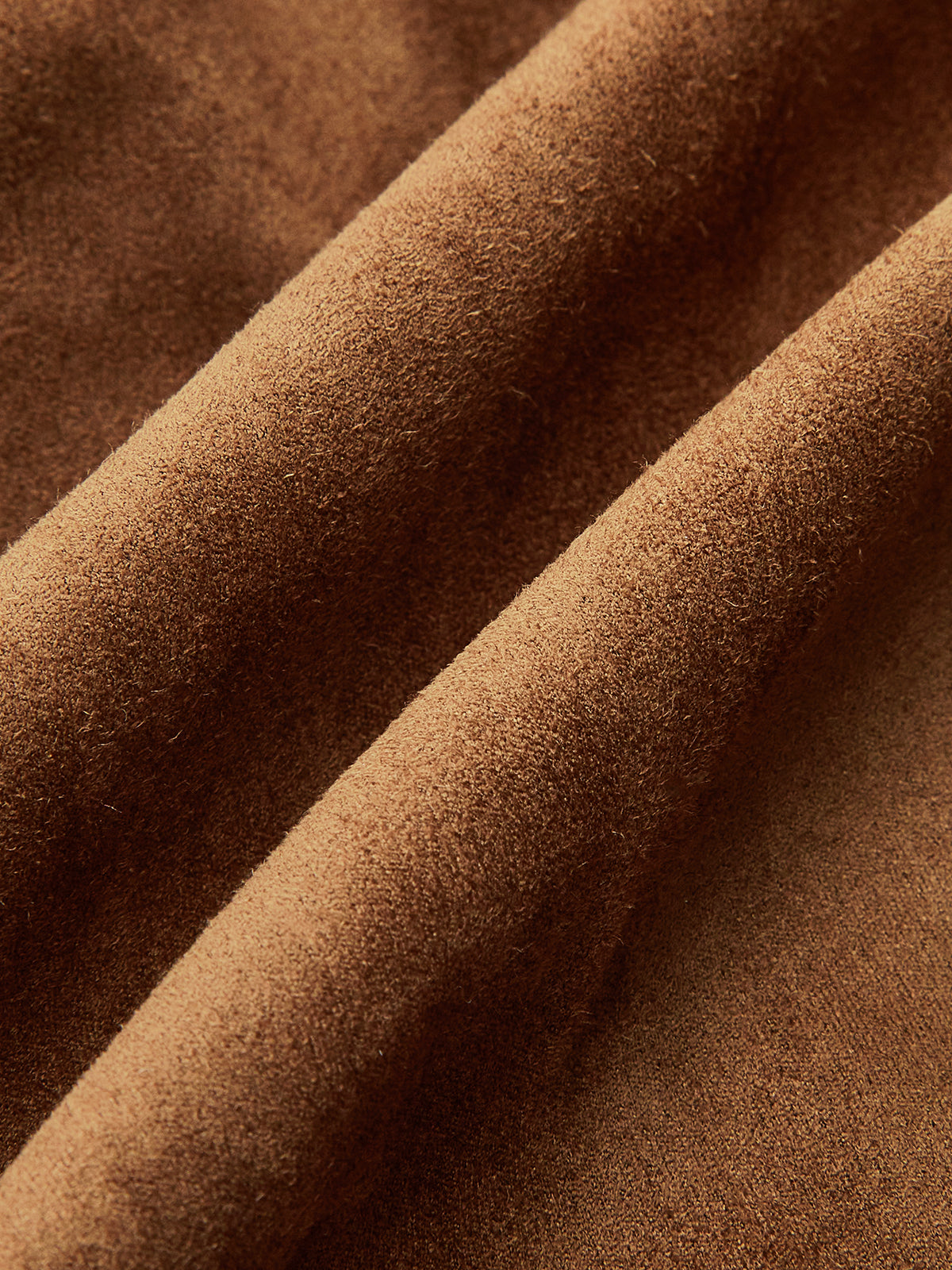 Draped Slit Suede Effect Midi Skirt - Image 4