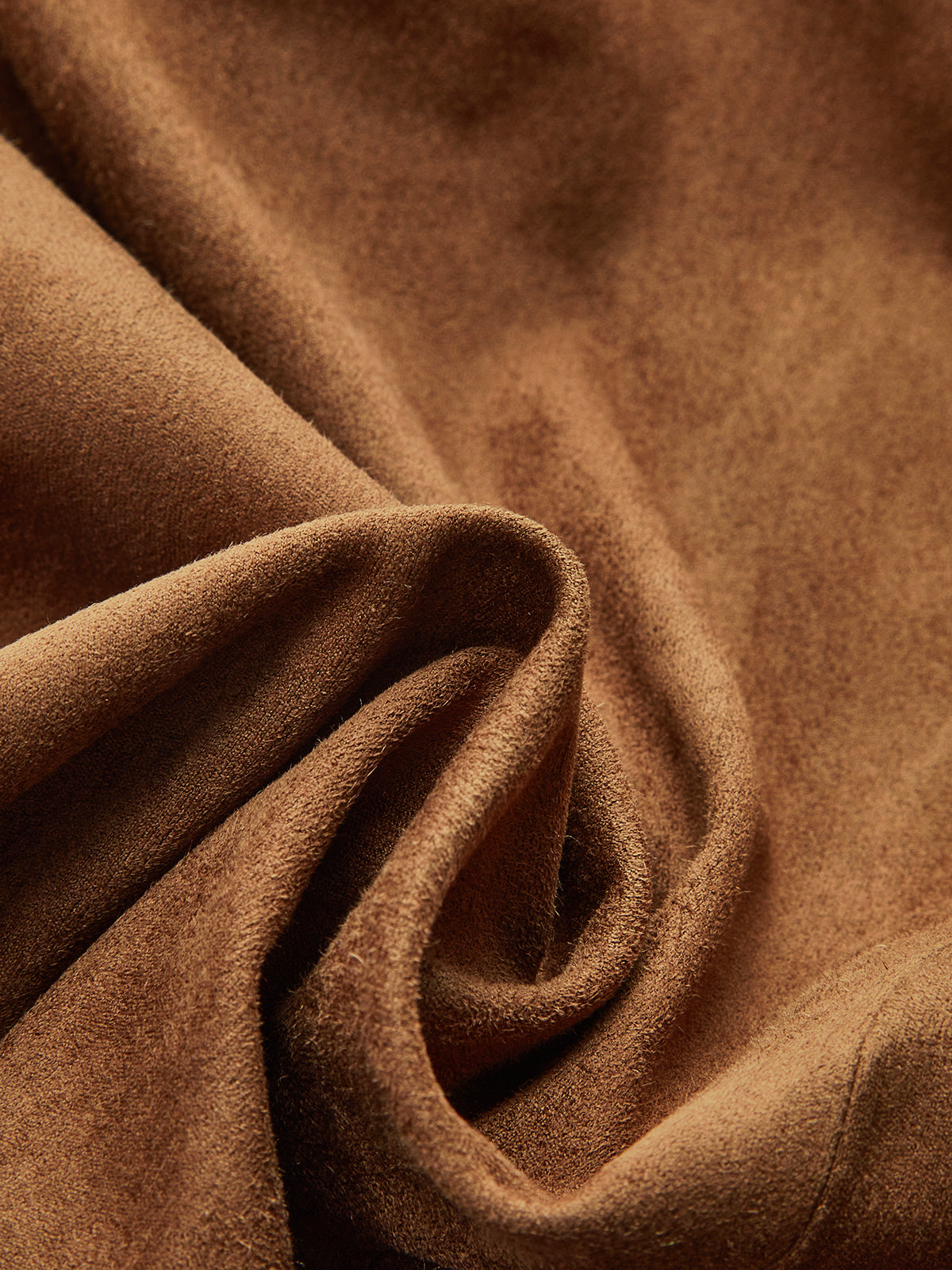 Draped Slit Suede Effect Midi Skirt - Image 3