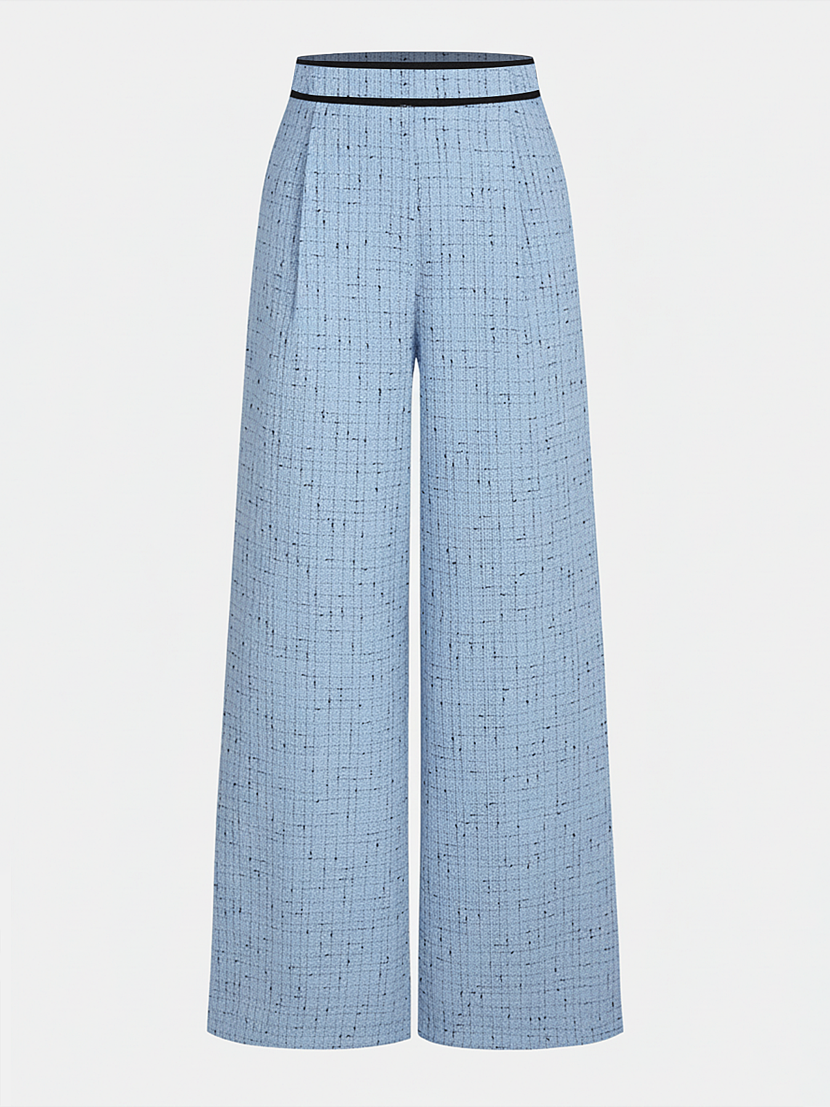 Contrast Waistband Tweed Wide-Leg Pants - Image 6
