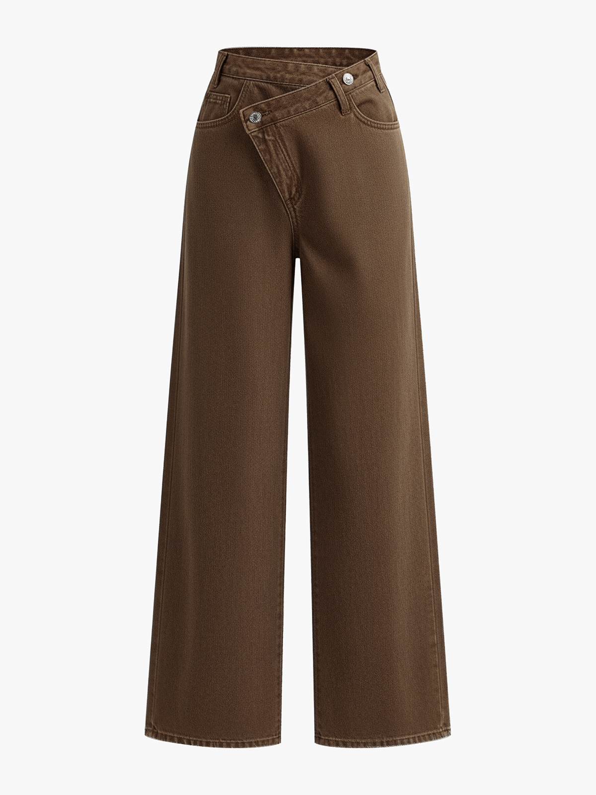 Asymmetric Waist Wide-Leg Jeans - Image 6